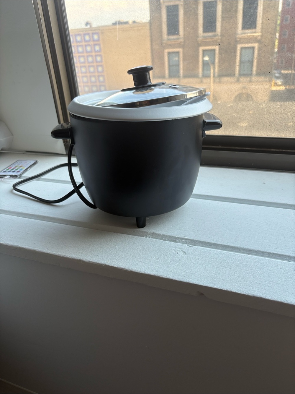 Black Electric Rice Cooker with Silver Lid - Compact Multi-Cooker